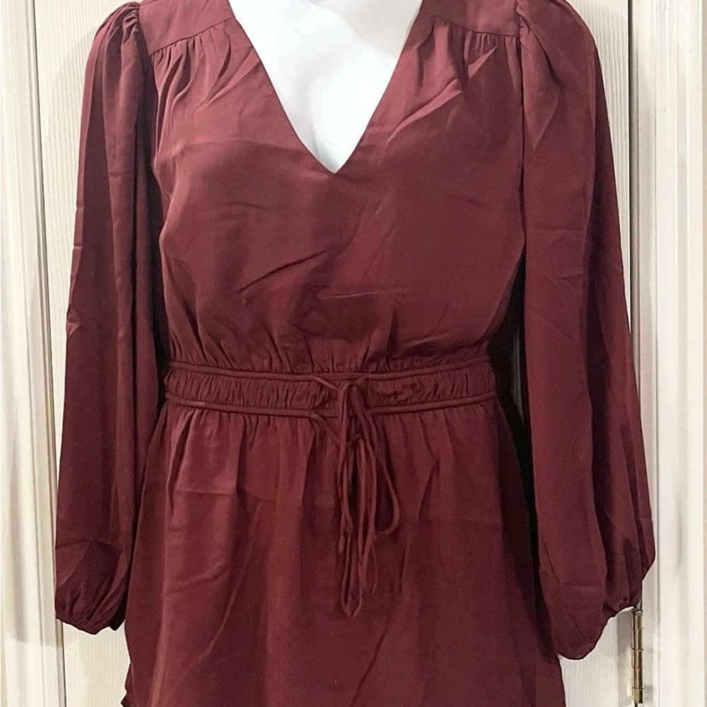 City Chic Blouse - Plus Size 12 - New with Tags - Burgundy - Long Sleeves